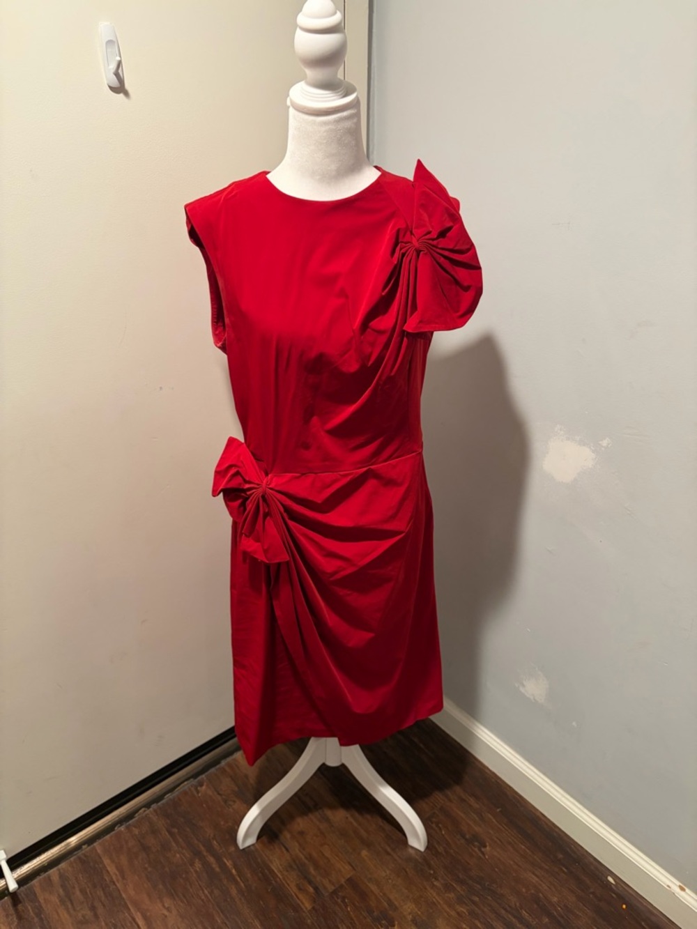 Diane Von Furstenberg Red Mini Dress with Bow Accents